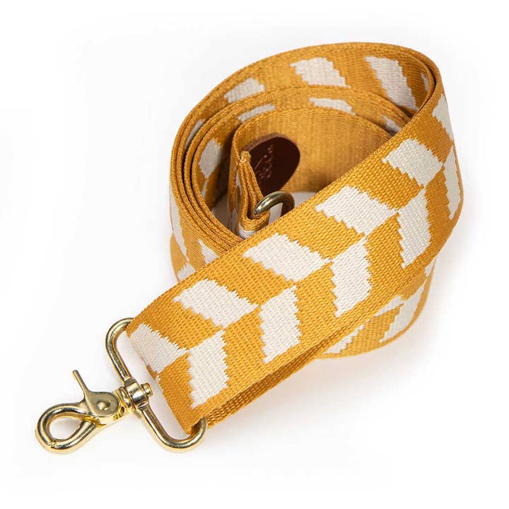 General Knot & Co. - Wholesale Bag Strap - Unisex - Cotton Chevron Webbing Cross Body/Shoulder Strap-Gold/Ivory1