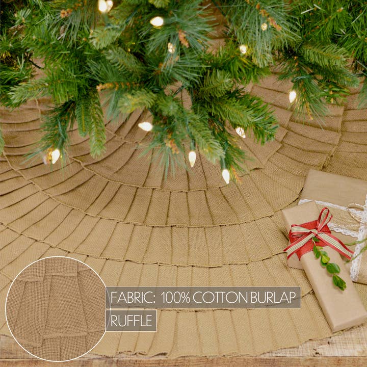 VHC Brands - Vente Jupes de sapin de Noël - Jupe d'arbre à volants en toile de jute naturelle festive 484