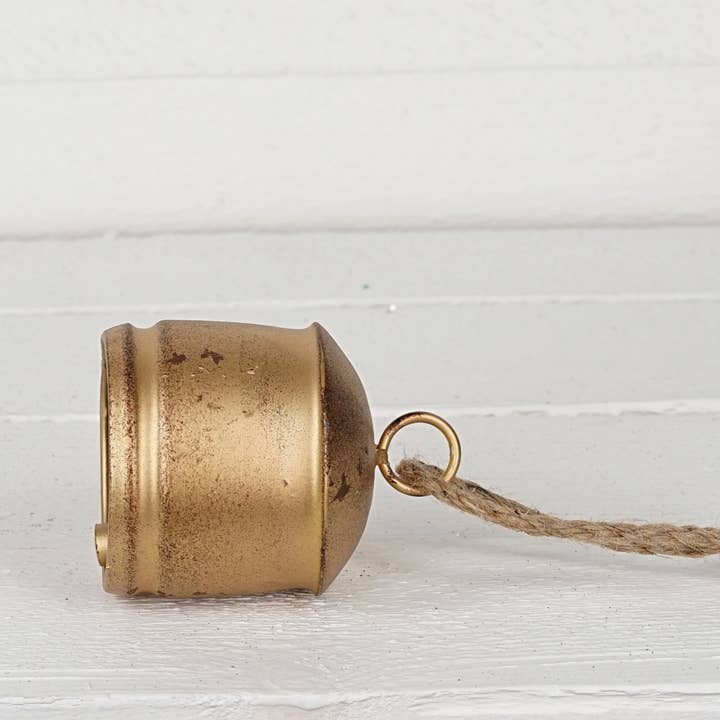 Impressive Enterprises, Inc. - Wholesale Bell - M32501-Vintage Gold Silo Bell w. jute loop (4inH)