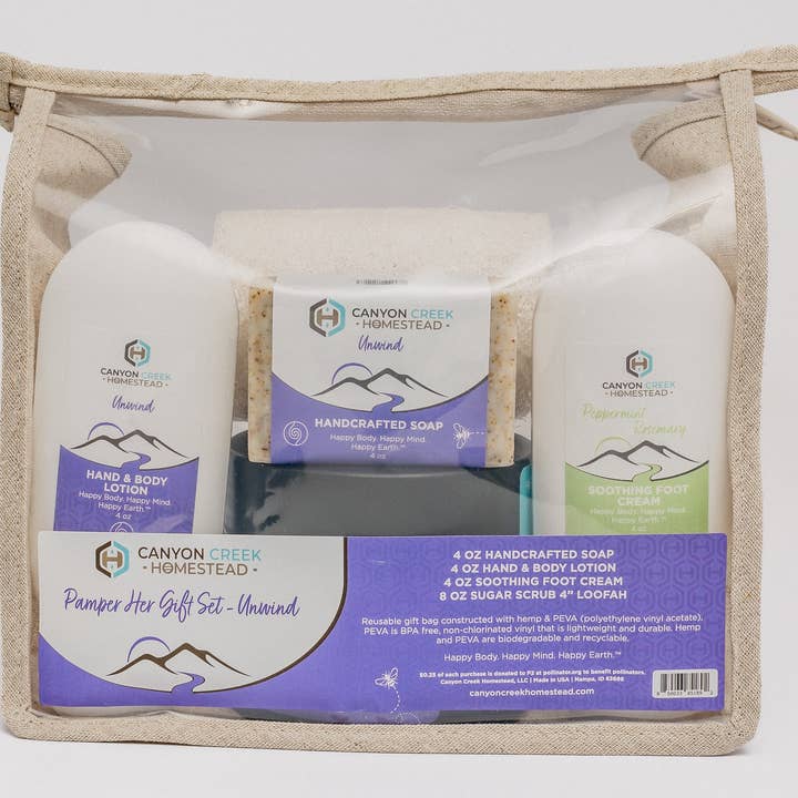 Canyon Creek Homestead LLC - Wholesale Bath & Body Set - Pamper Her Gift Set Unwind Peppermint Lavender1