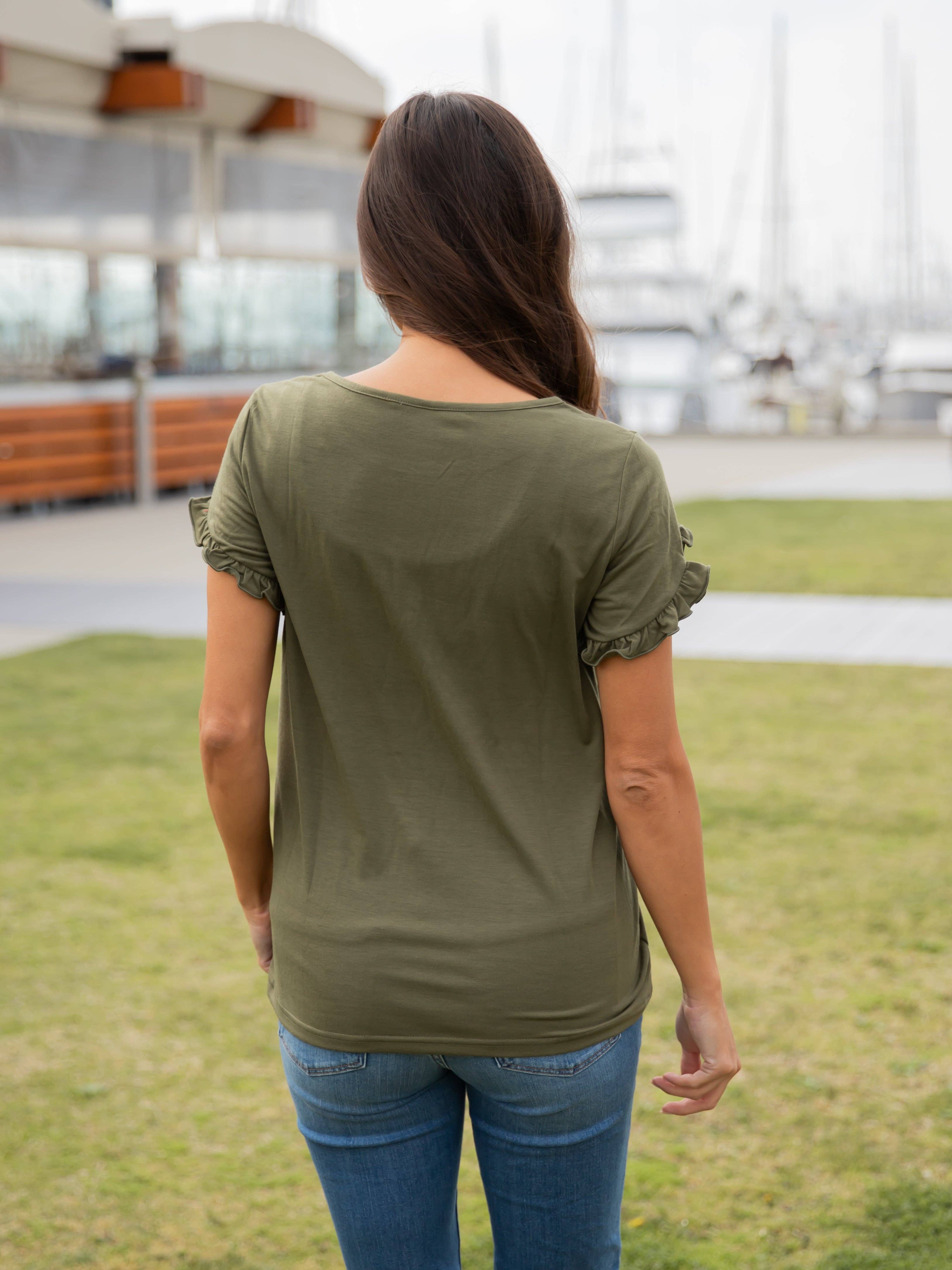 Tickled Teal - Vente Chemisier – femme - Haut à manches courtes à volants5