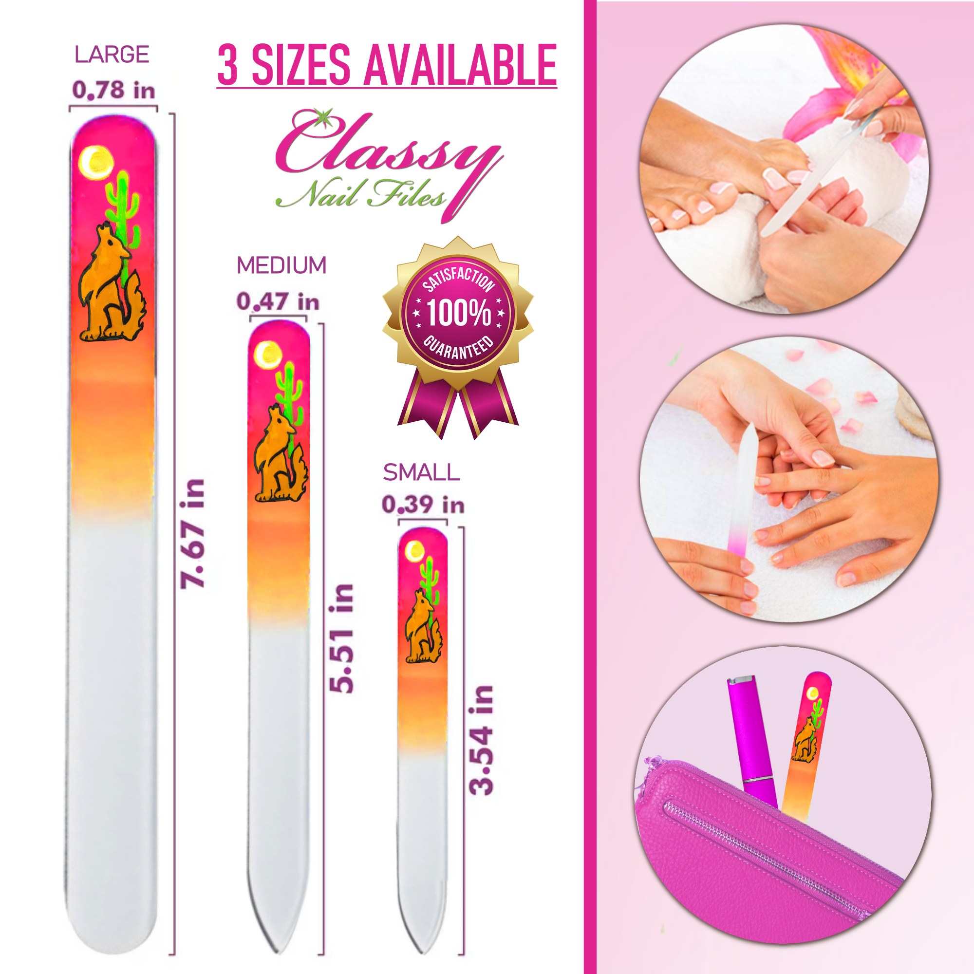 Classy Nail Files – Großhandel Nagelfeile – Kojotenmond-Kaktus Südwestfarbe handbemalte Nagelfeile1