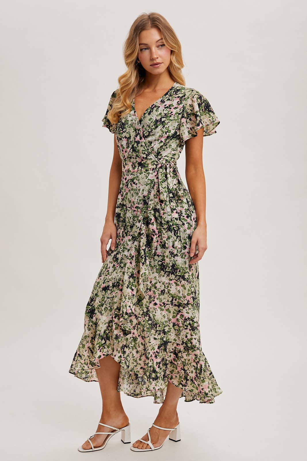 Bluivy - Wholesale Dress - Women's - FLORAL PRINT WRAP RUFFLED MIDI DRESS - EASTER DAY5