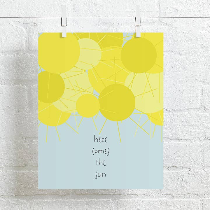The Beatles | Here Comes The Sun song lyric art print for wholesale by Lyrical Artworks