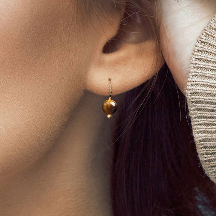 Everyday Earrings - Yellow Tiger Eye for wholesale by Maz Jewelry