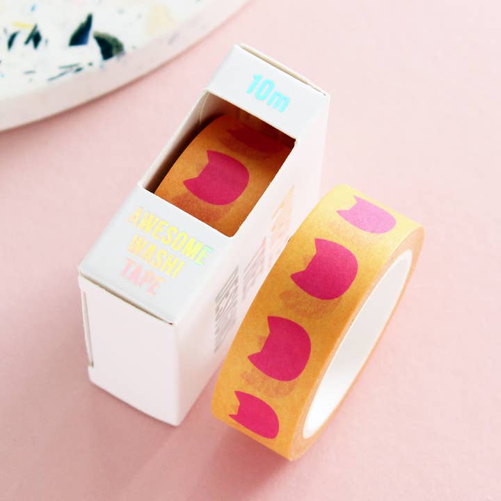 Pink and Orange Cat Washi Tape for wholesale by Purple Tree Designs