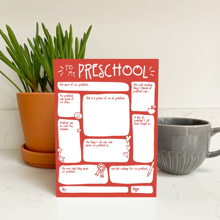 Thank You Preschool Fill In The Blanks Greetings Card for wholesale by Bow & Bell