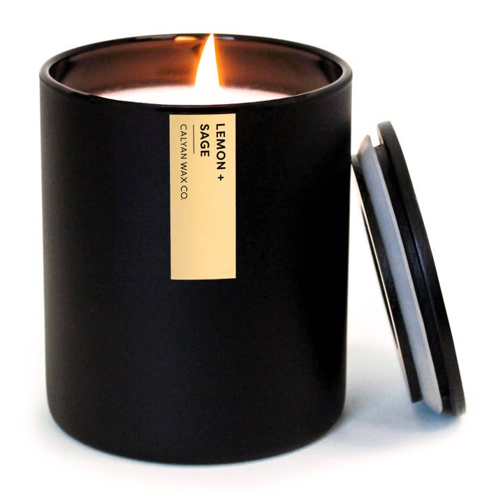 Lemon + Sage - Matte Black Tumbler Soy Candle for wholesale by Calyan Wax Co.
