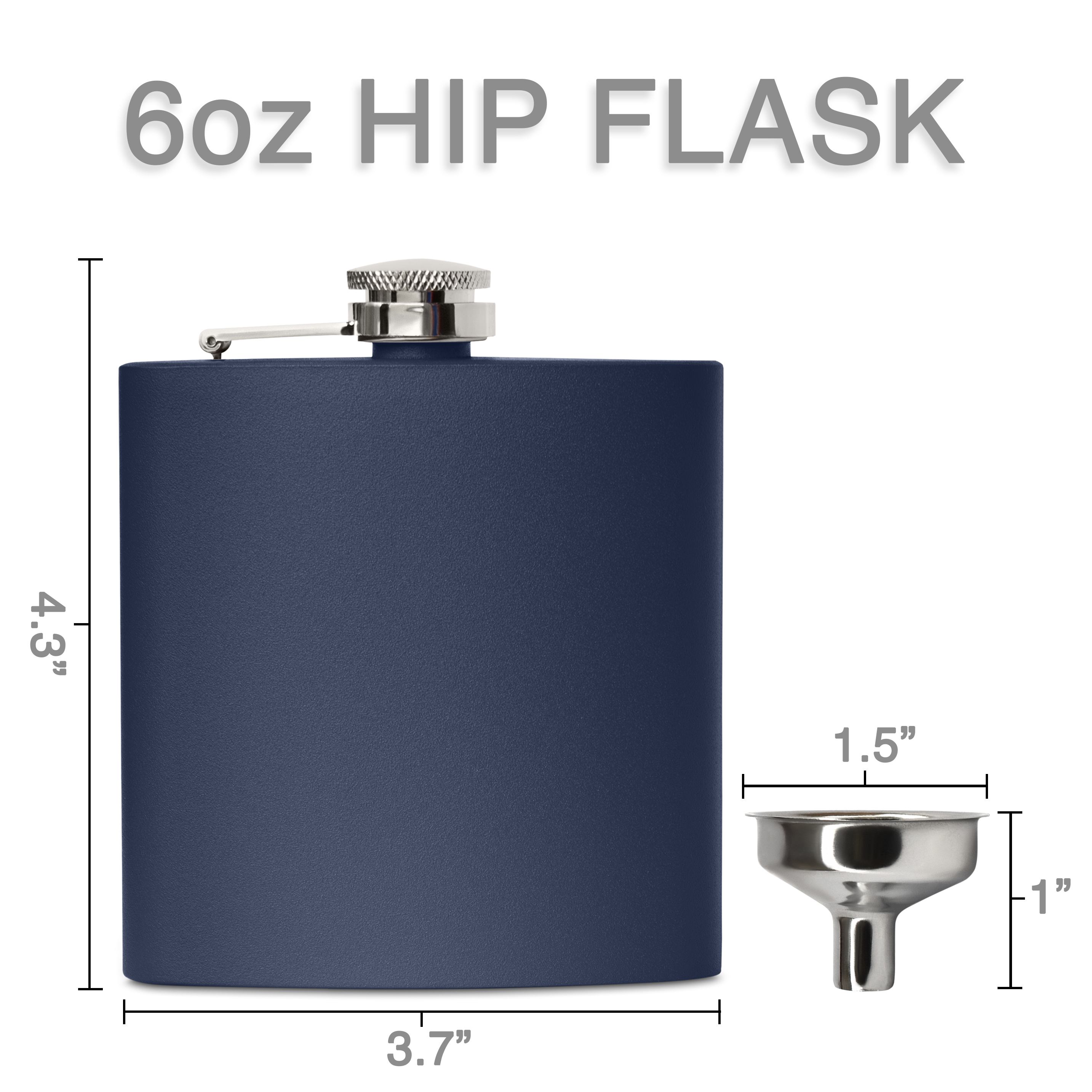 Clear Water Home Goods - Vente Flasque - Flacon à hanche en acier inoxydable de 6 oz avec entonnoir | Flacon revêtu de poudre40