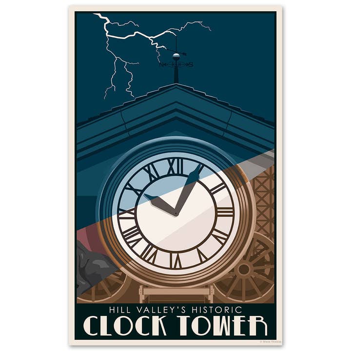 Hill Valley Clock Tower Time Travel Movie Vinyl Sticker for wholesale by RetroPlanet
