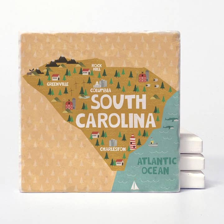 South Carolina State Illustration Coasters for wholesale by Versatile Coasters