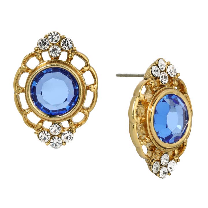 1928 Jewelry Sumptuous European Channel & Clear Crystal Post Drop Earrings for wholesale by 1928 Jewelry