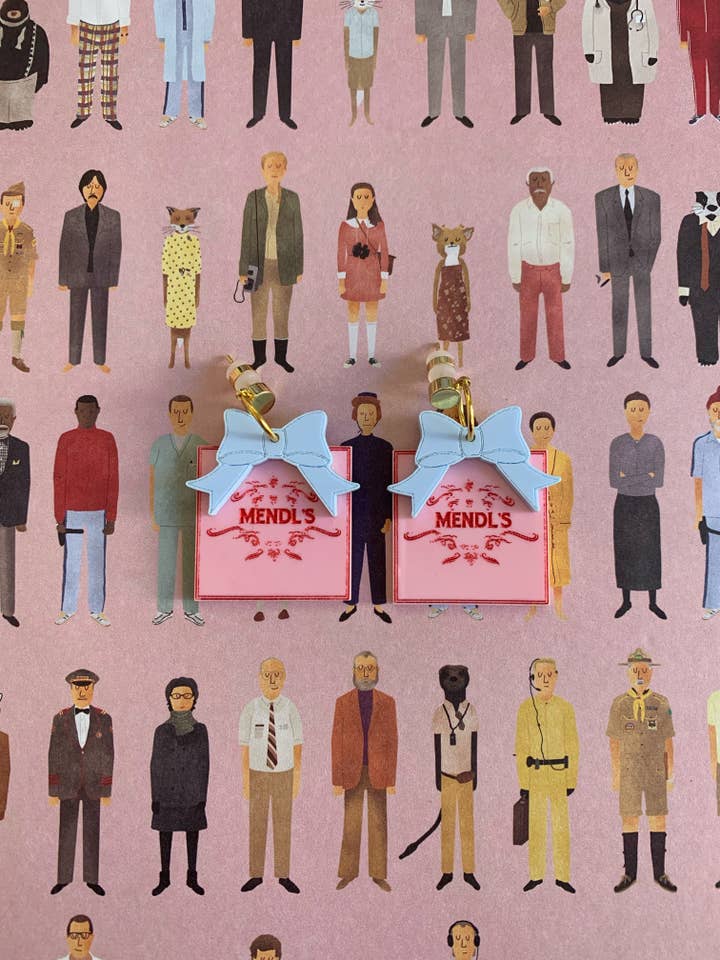 Mendls Box Earrings Wes Anderson Inspired for wholesale by Studio Nena