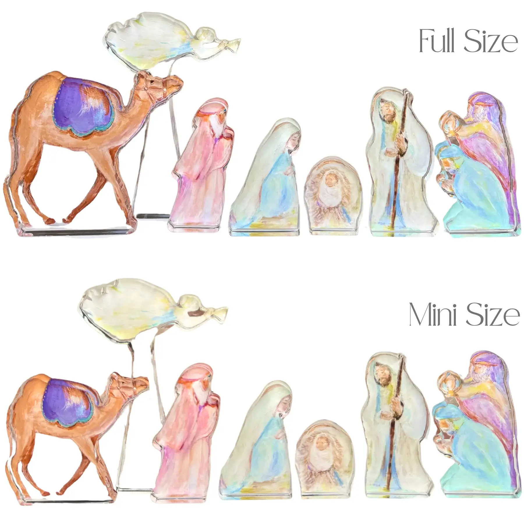 MK Decker Designs - Wholesale Decorative Tabletop Object - “Nativity 7 Piece Set” Acrylic Shelfie2
