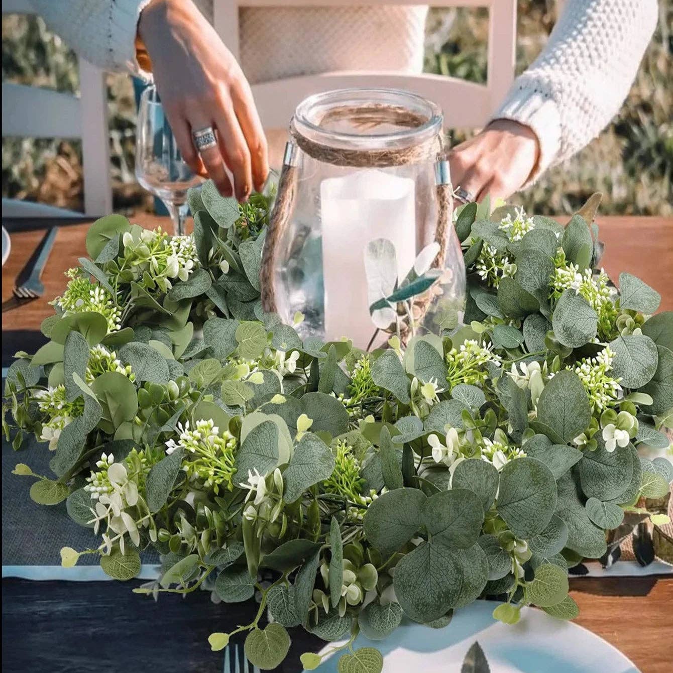 BRECK + FOX – wholesale Artificial flowers – Faux Eucalyptus Garland 2-Piece Set6