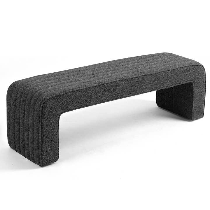 Benicia Gray Boucle Upholstered Fabric Tufted Bench for wholesale by Glamour Home