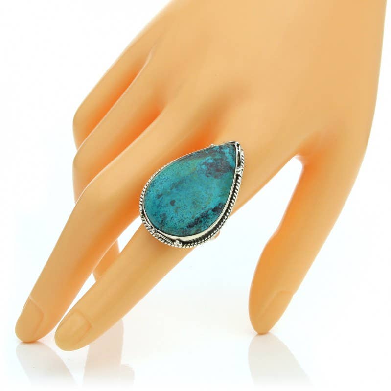UniArt - Wholesale Cocktail/Statement Ring - Azurite drop ring and 925 silver6