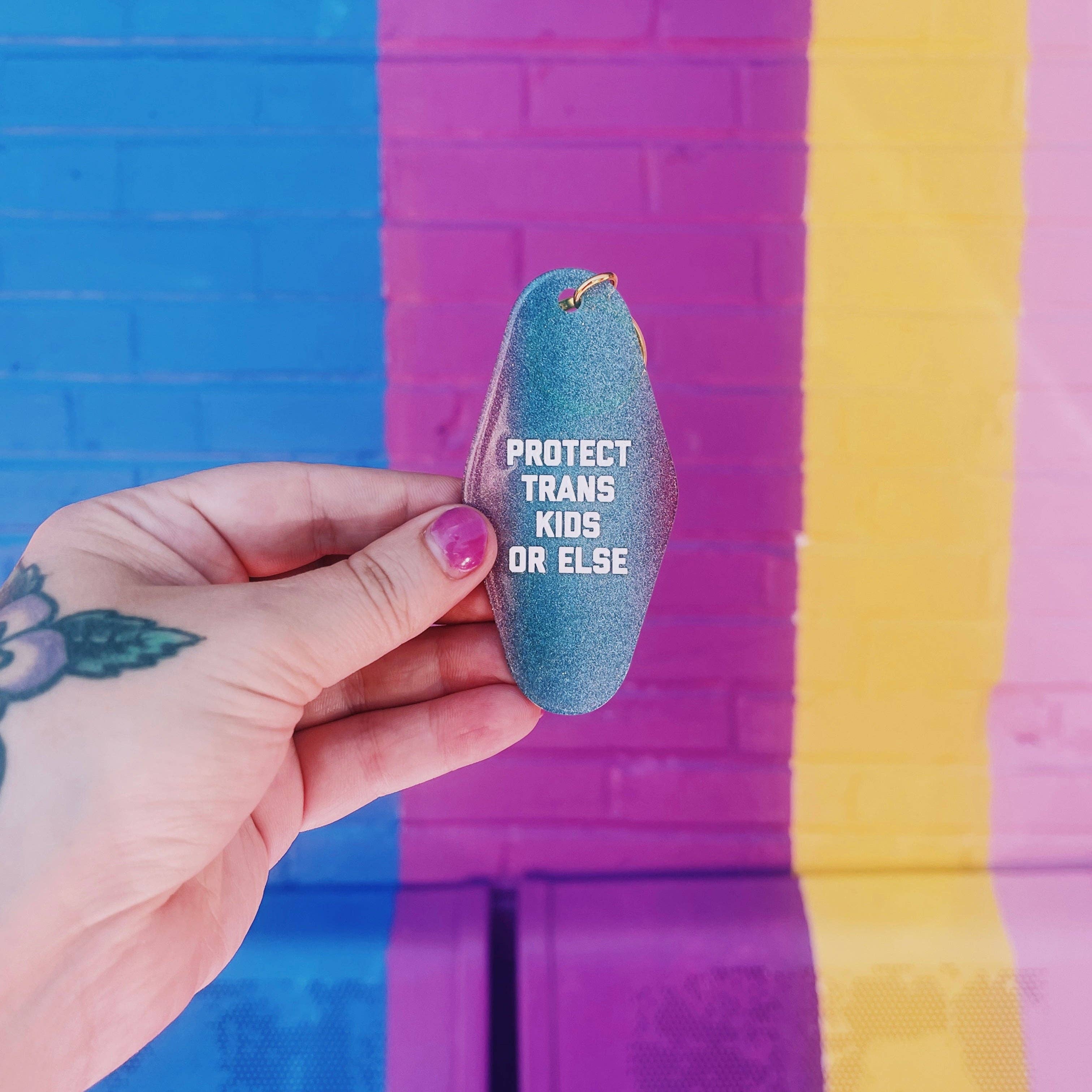 Golden Gems - Venta al por mayor Llavero - Unisex - Llaveros de Motel: Protejan a los Niños Trans o Si No1