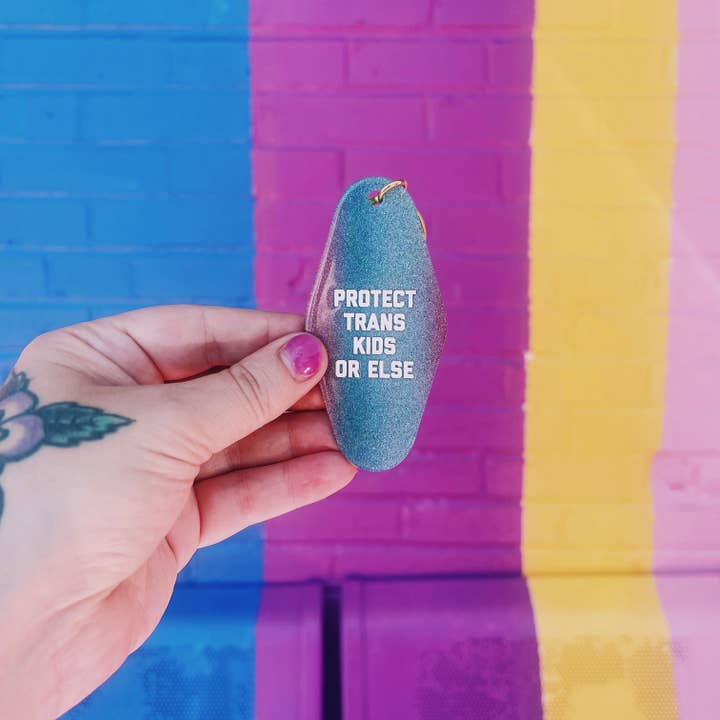 Golden Gems - Venta al por mayor Llavero - Unisex - Llaveros de Motel: Protejan a los Niños Trans o Si No1