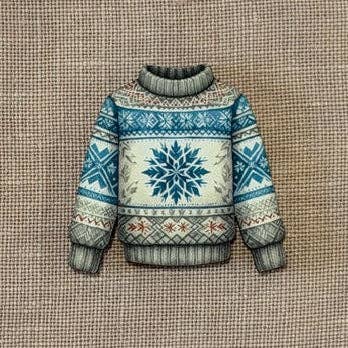 Nordic Winter Sweater Wooden Magnetic Needle Minder for wholesale by The Crafty Grimalkin