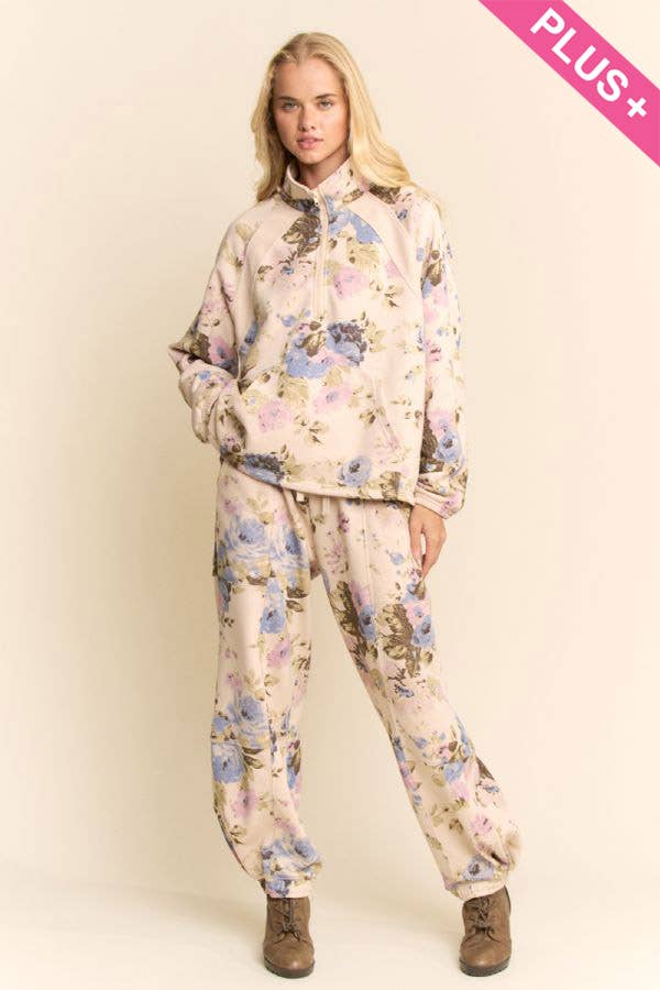 Davi & Dani - Wholesale Top & Pant Set (NOT Loungewear) - Women's - PLUS FLOWER SWEATSHIRT TOP ELASTIC WAIST PANT11