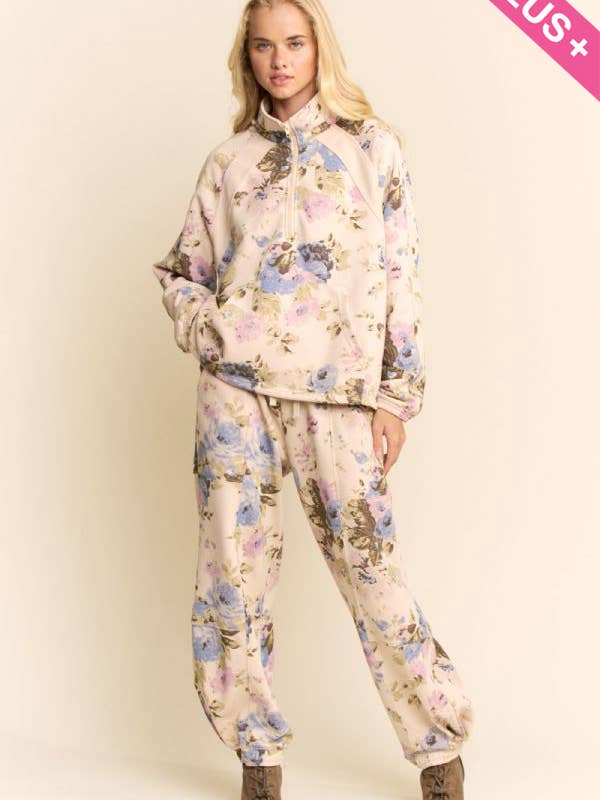 Davi & Dani - Wholesale Top & Pant Set (NOT Loungewear) - Women's - PLUS FLOWER SWEATSHIRT TOP ELASTIC WAIST PANT11