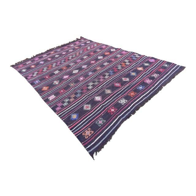 Vintage Geometriskt Mönster Stam Flatweave Kelim, 6'11'' X 9'4'' för wholesale av Vintage Pillows Store