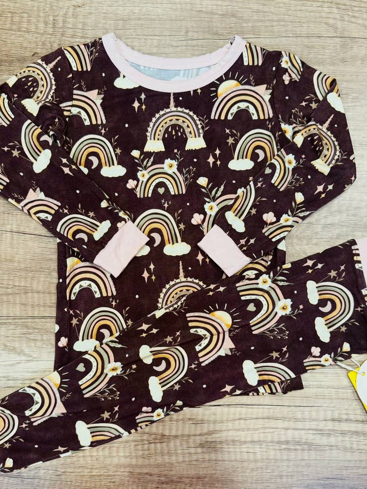 Rainbow Two Piece Pajama for wholesale by Gigi & Ninny Co