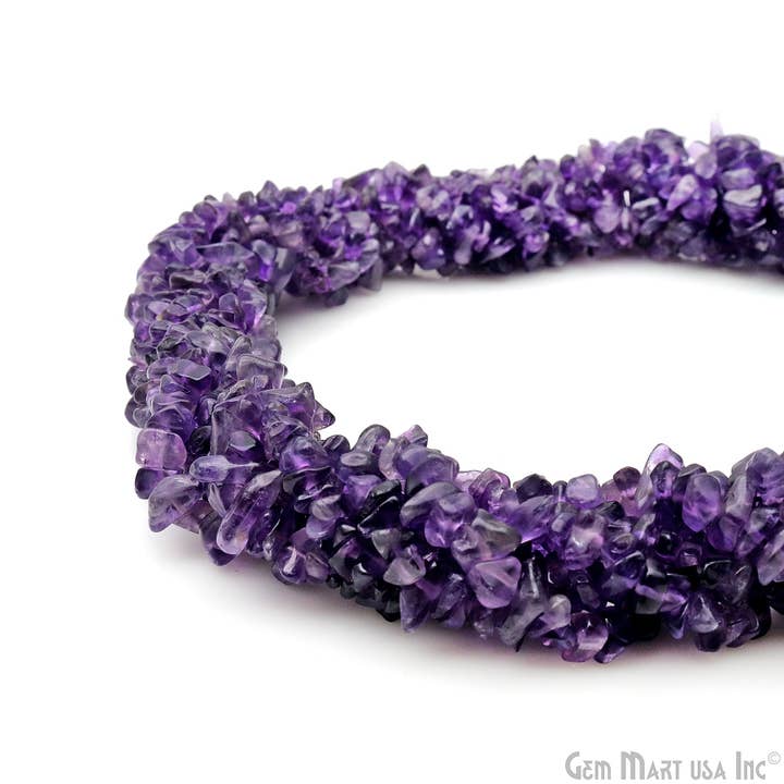 GemMartUSA - Wholesale Beads - Amethyst Chip Beads, Drilled Natural Gemstone, 34 Inch