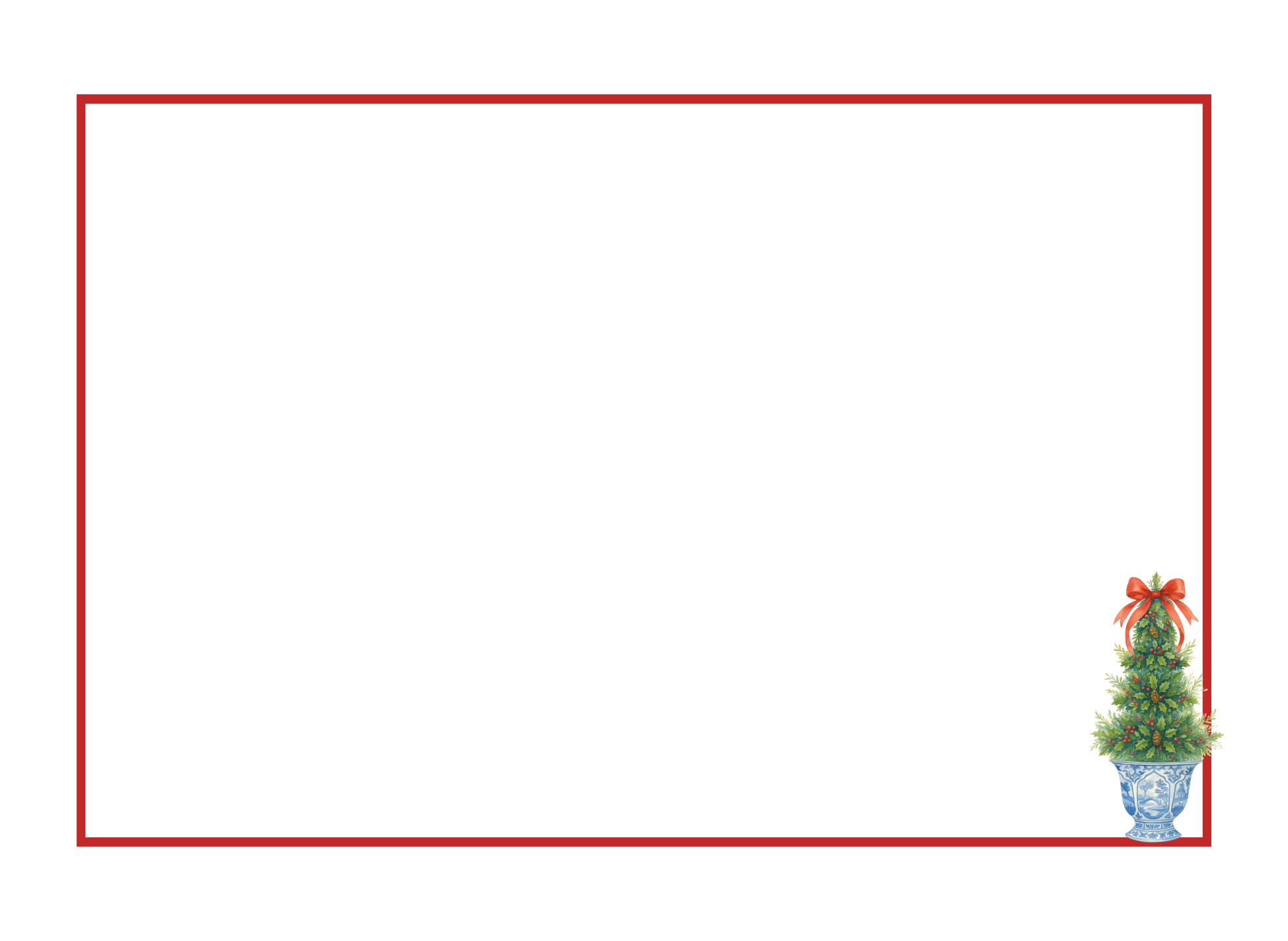 Duncan Sister Designs - Wholesale Stationery/Notecard Set - Chinoiserie Christmas and Bow Notecard – Set of 8, USA Made1