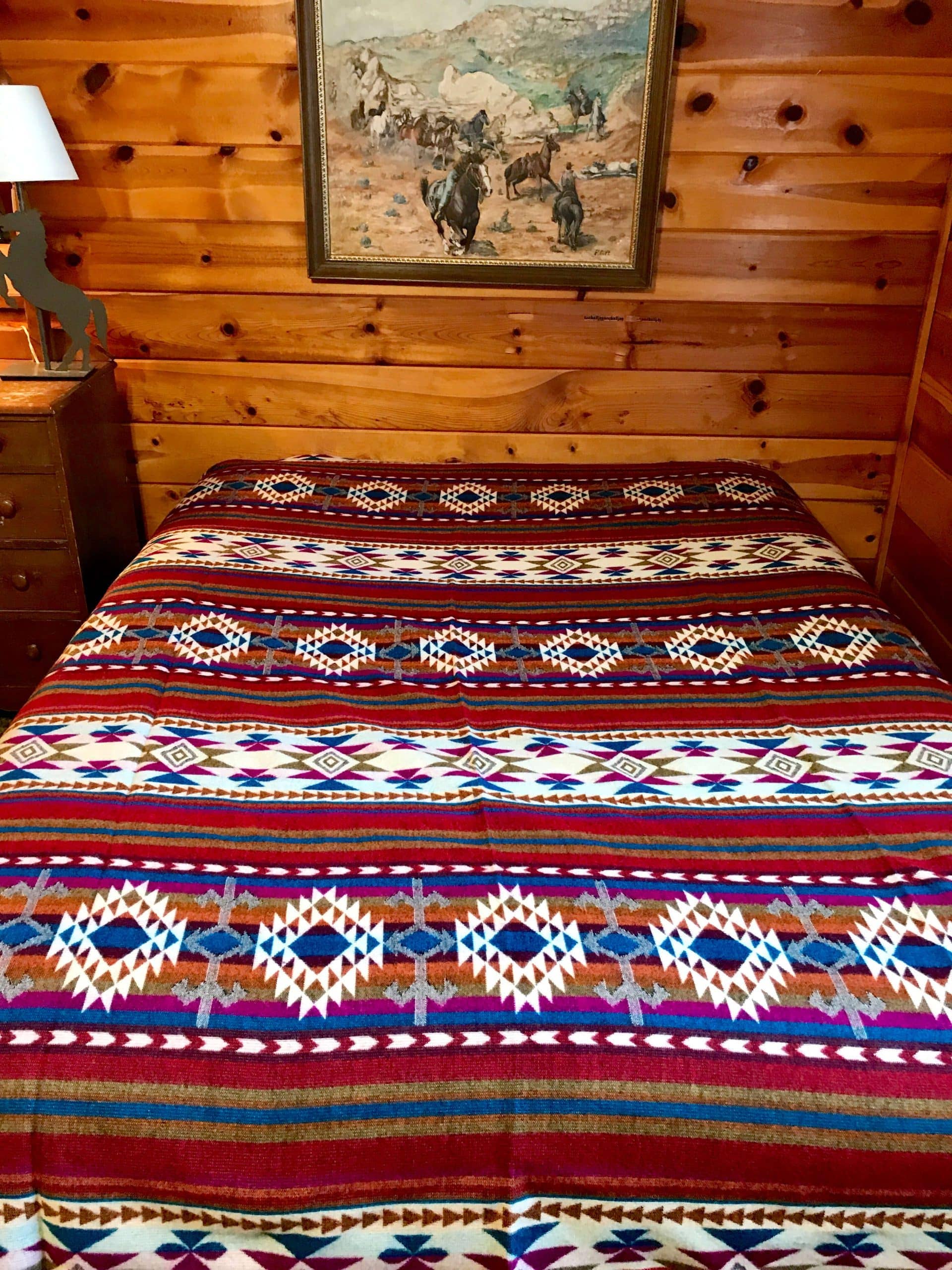 Los Andes Shop - Wholesale Throw Blanket - Red and Turquoise Western Blanket Queen Geometric4