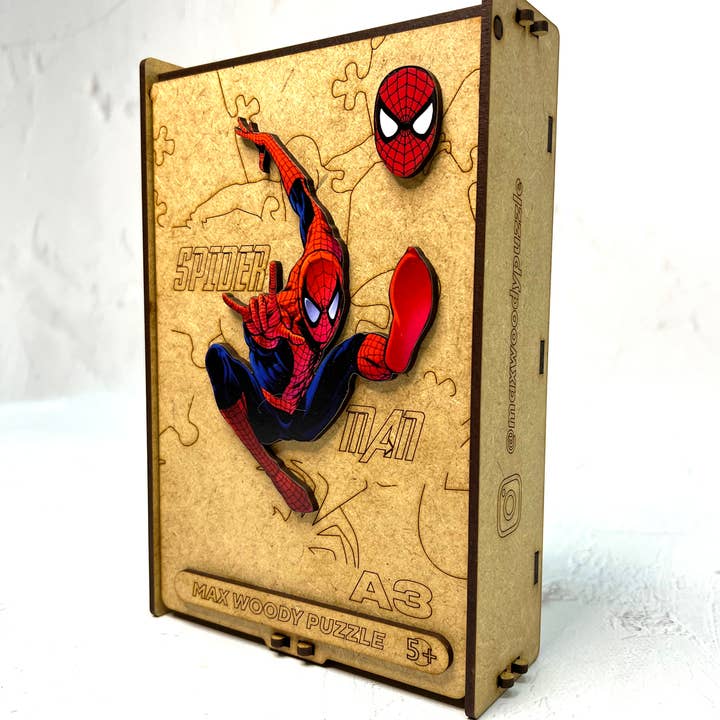 Max Woody™ – Engroshandel Puslespil - Børn – Træ puslespil Unikke figurer Spider Man L Størrelse6