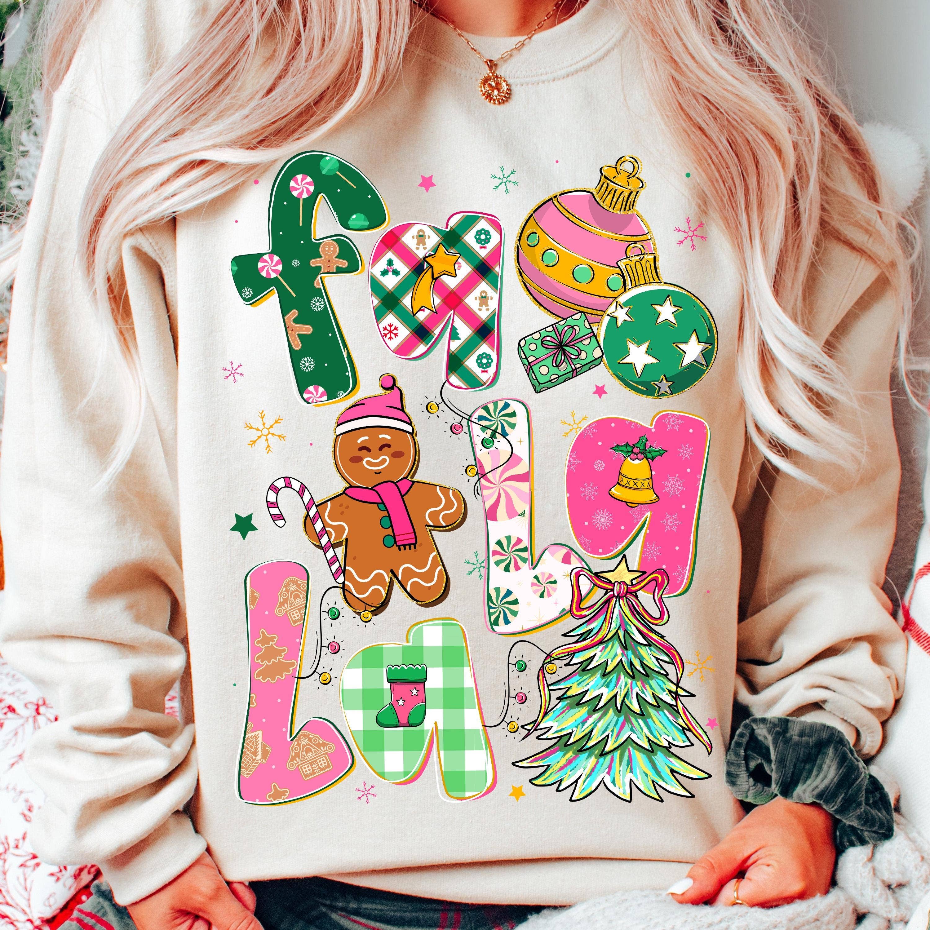 NVC Ecommerce LLC - Vente T-shirt à imprimés – femme - Falala Chemise, Sweat-shirt de Noël à paillettes colorées, Noël2