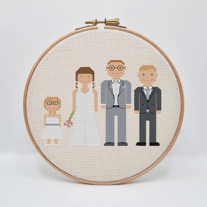 Meloca Designs - Vendita all'ingrosso Attrezzatura per ricamo/punto croce - Melocharacters: kit a punto croce personalizzabile per matrimonio in famiglia