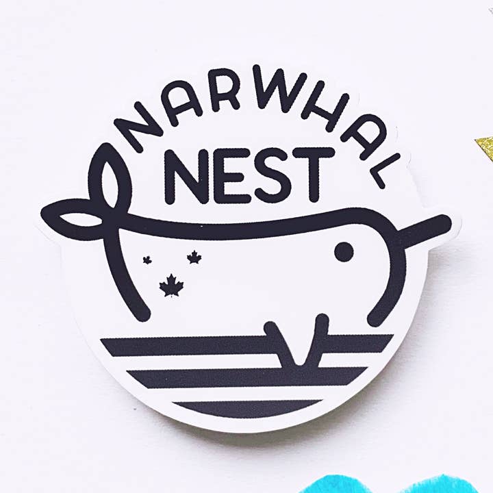 Schwarzer gestanzter Narwal-Aufkleber für den Großhandel von Narwhal Nest
