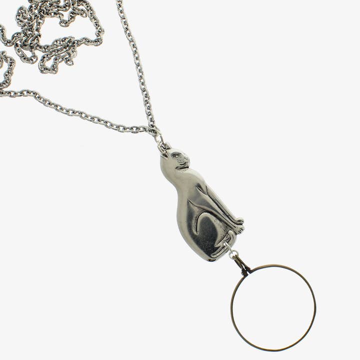 HHH Designs - Wholesale Pendant/Charm Necklace - Cat Monocle, 36' chain, made in USA, each0