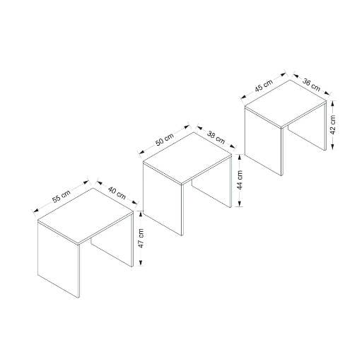 benjashop - Wholesale Coffee Table - 3-Piece Nesting Coffee Table - Glossy Black1