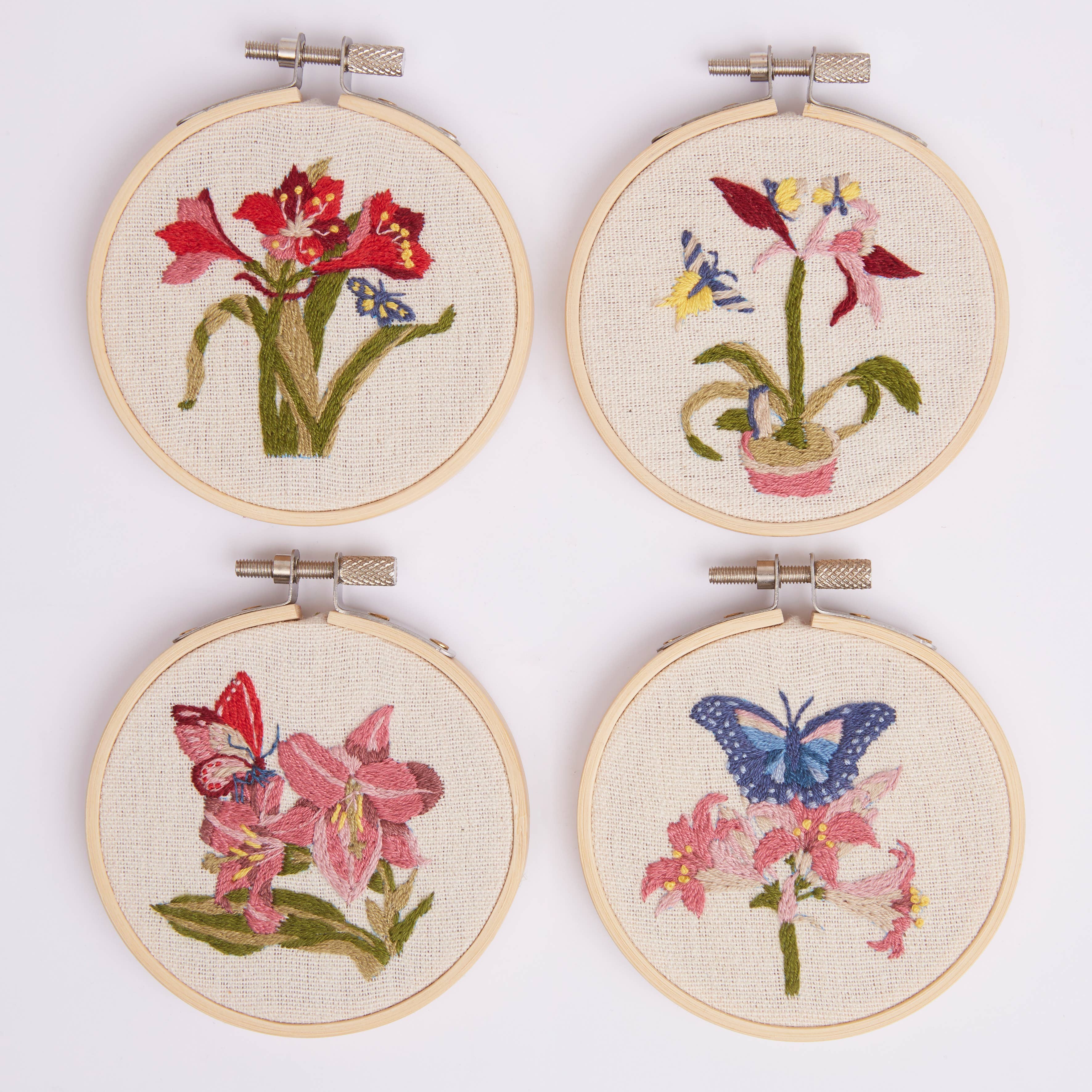 West Design Products - Wholesale Embroidery/Cross Stitch Supplies - RHS Embroidery Hoop Decoration Kit, 4 Pack Butterfly & Flora5