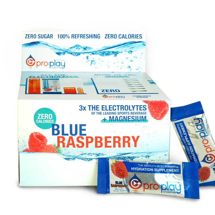 Pro:Play Blue Raspberry 50ct. reatil box for wholesale by Hydration Health Products