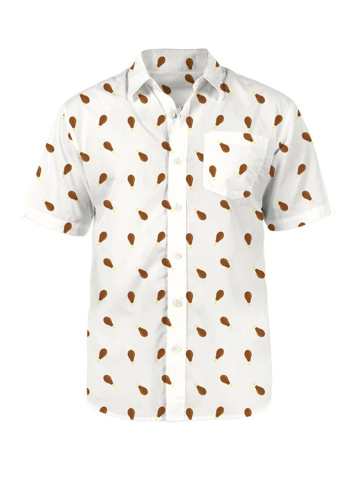Tipsy Elves - Wholesale Button Down Shirt - Men's - Drumstick Men's Thanksgiving Turkey Button Down Shirt