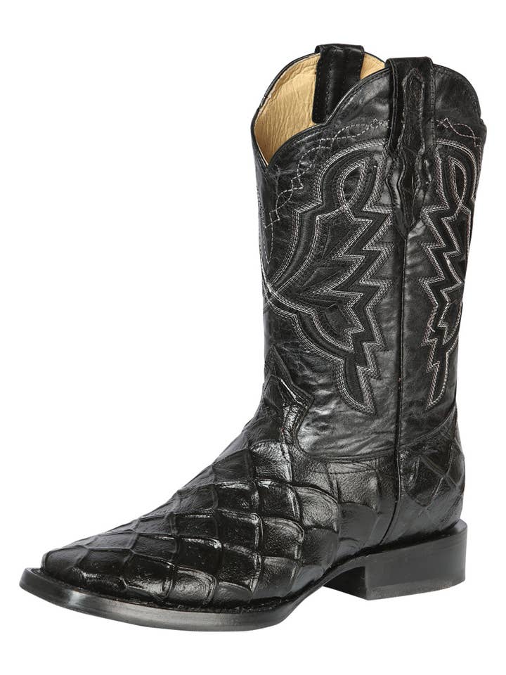 El General Rodeo Boot - Imit. Pirarucu - Black 44663 for wholesale by El General Western Wear