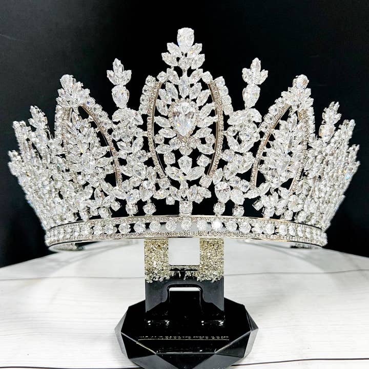 Happy Dream Gifts – wholesale Partyhatt/-krona – Silver Zirkonia krona, Brudkristallkrona, Bröllopskrona