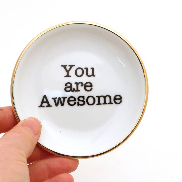 Lenny Mud – wholesale Jewellery dish – You Are Awesome Ring Dish with Gold3