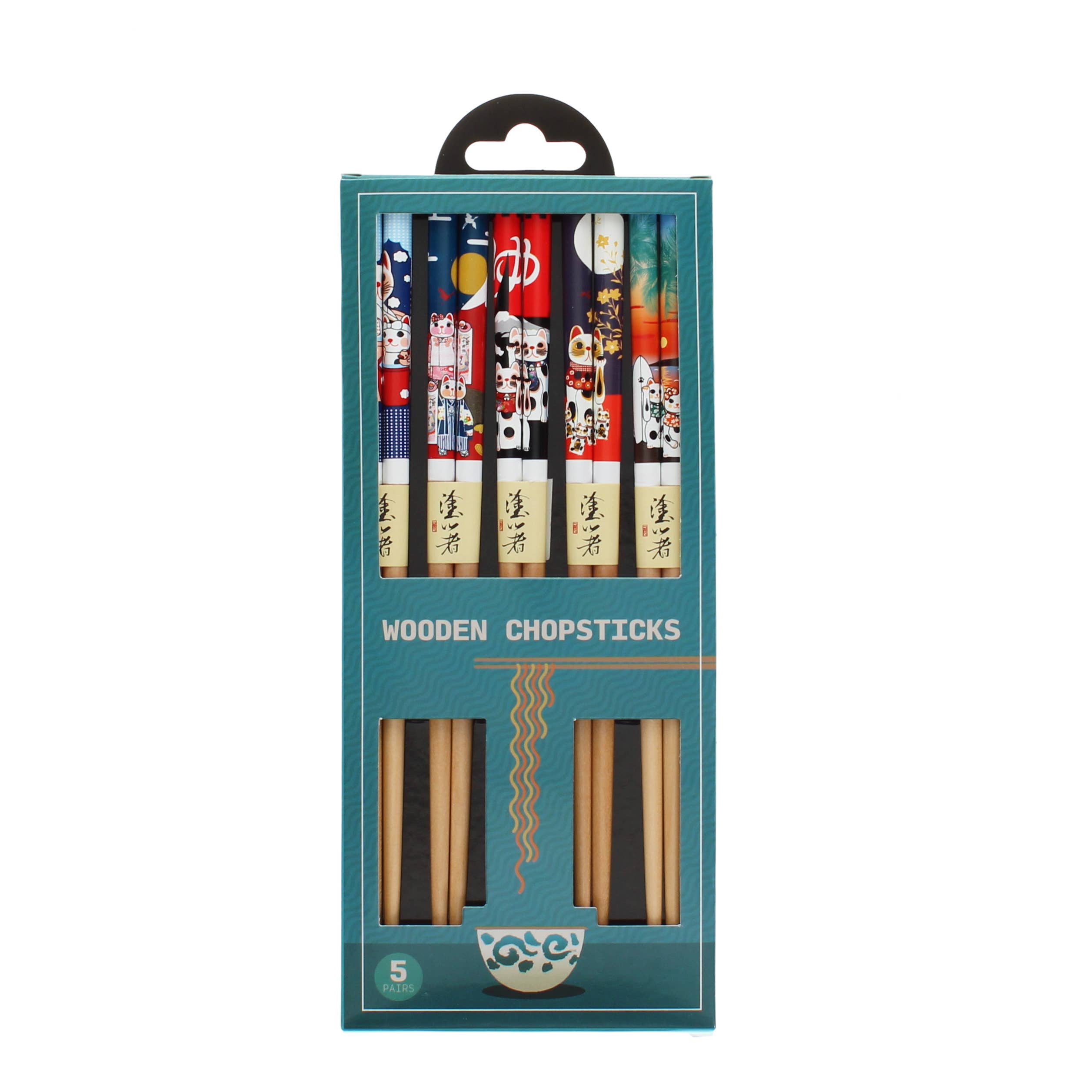 Rex B2B - UK – wholesale Chopsticks – Wooden chopsticks (pack of 5 pairs) - Beckoning cats0