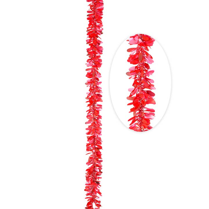 Matte Tinsel Garland 96" - Red for wholesale by Portofino International Trading, USA
