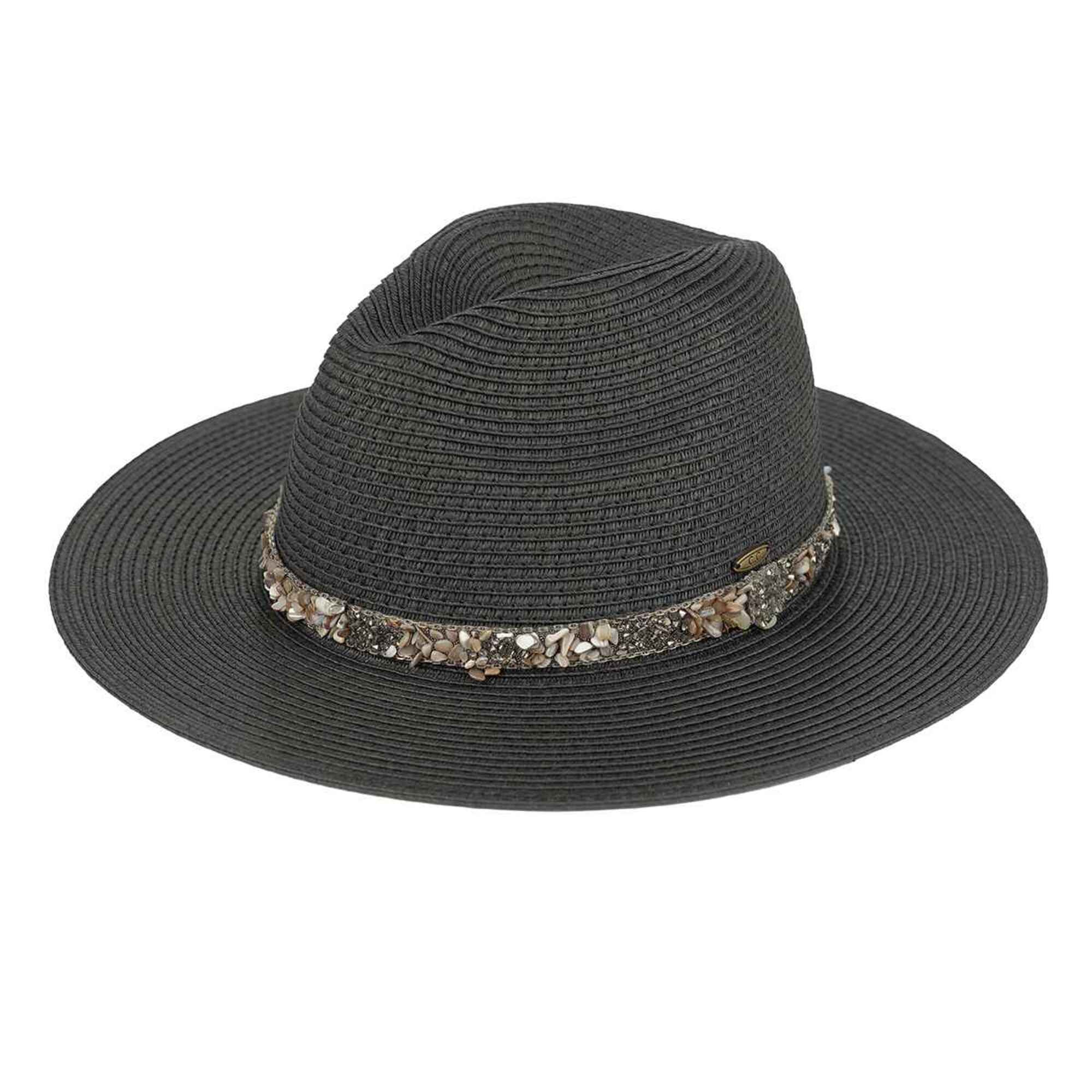 MiMi Wholesale - Wholesale Straw Hat - Women's - STI02 Gem Cluster Band Straw Panama Hat0