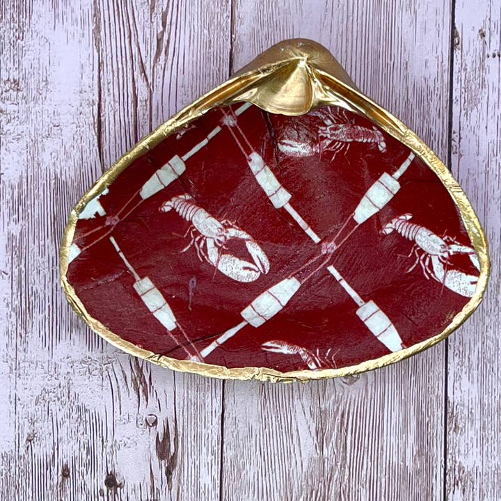 Large Clam Shell Ring Dish with Lobsters for wholesale by Zo Pi Designs