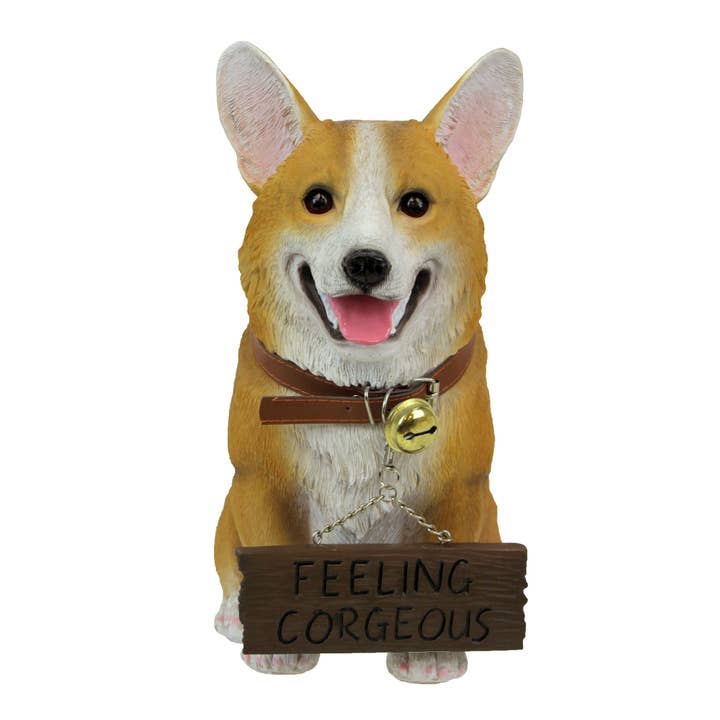 Zeckos – wholesale Outdoor ornament/decor – 11.5 Inch Tall Welsh Corgi Dog Realistic Welcome Statue