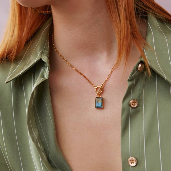Ashiana London – wholesale Pendant/charm necklace – Delta Labradorite Necklace2