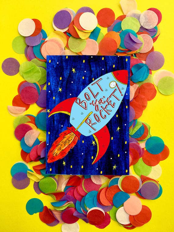 BOLT YA RAZZO! Biglietto d'auguri per la vendita all'ingrosso da parte di Claire Barclay Draws